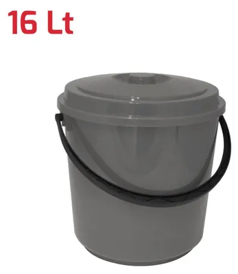 Produktbild von Mülleimer mit Deckel 16L RECA PLAST grau-braun