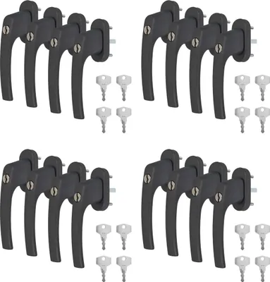 16 x Alu Fenstergriff in Grau RAL 7016 abschließbar - Stiftlänge 40mm