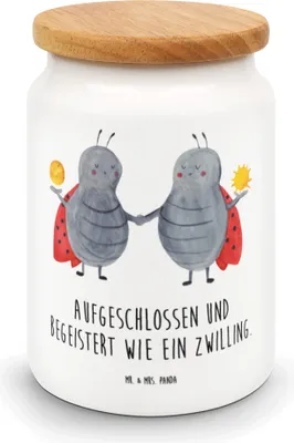 Produktbild von Mr. & Mrs. Panda Aromadose Sternzeichen Zwilling - Weiß - Geschenk, Keksdose, Zwillinge, Marienkäfer, behälter, Zwillingsbruder, Kaffeedose, Zwillingsschwester, Teedose