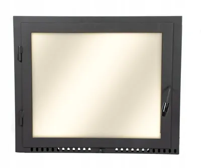Obrázok produktu pre Dvierka na pizzu 65x42 cm s tepelne odolným sklom, oceľová dvierka bez príruby s ľavým pántom, ideálne pre krb alebo rúru 650×420 mm.