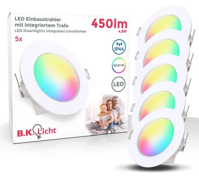 Zdjęcie produktu dla Reflektory wpuszczane LED RGBW łazienkowe reflektory wpuszczane ściemnialne pilot 5x SET IP44