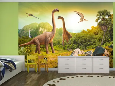 Produktbild von Vlies Fototapete Kinderzimmer 400x280 cm Tapeten Wandtapete XXL Kindertapete Kinder Dinosaur Tiere 10110902-10