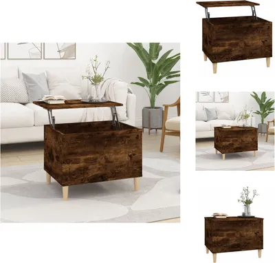 Imagen del producto de vidaXL Mesa de centro de roble ahumado, 60x44,5x45 cm, fabricada en material de madera. - Mesas de centro