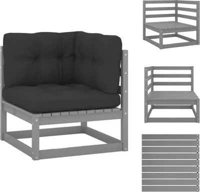 Image de vidaXL Canapé d'angle de jardin avec coussins pin massif - éléments de canapé de jardin