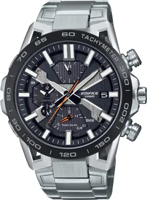 A close-up, studio shot of a Casio Edifice men's watch.