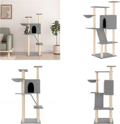 Immagine prodotto di vidaXL Graffiatoio con tiragraffi in sisal grigio chiaro 143 cm - Graffiatoio - Alberi da graffio - Torre per gatti - Mobili per gatti