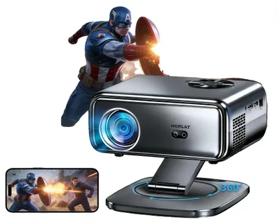 Zdjęcie produktu dla Projektor, natywna rozdzielczość 1080p, obrotowa konstrukcja o 360°, autofokus 64G, wtyczka zgodna z normami UE