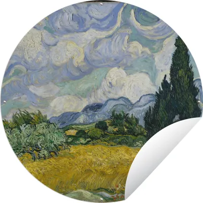Produktbild von MuchoWow® Gartenposter Outdoor-Poster Rund Weizenfeld mit Zypressen - Vincent van Gogh Ø 150 cm Gartendeko Rundes Poster draußen