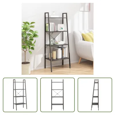Produktbild von The Living Store Standregal mit 4 Böden Schwarz 56x35x140 cm