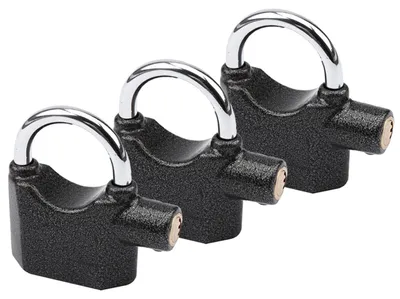 Produktbild von 3 Stück OLYMPIA S 100 Premium Vorhängeschloss mit Sirene, 100 dB