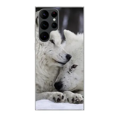 Produktbild von MuchoWow® Handyhülle Schutzhülle Hülle für Samsung Galaxy S22 Ultra Wölfe - Schnee - Familie Silikon Softcase Handy Hülle - Abbildung