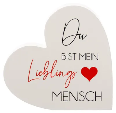 Produktbild von Noor Living 43470 Herz Holzaufsteller mit Spruch weiss Lieblingsmensch
