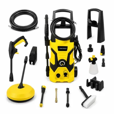 Zdjęcie produktu dla Bauhus Myjka Ciśnieniowa 1700W Wysokociśnieniowa do Auta Tarasu Kostki 135 bar + Płyn Karcher