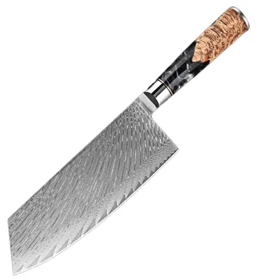 Produktbild von Damast Hackmesser – Das vielseitige asiatische Kochmesser und Cleaver für die Küche