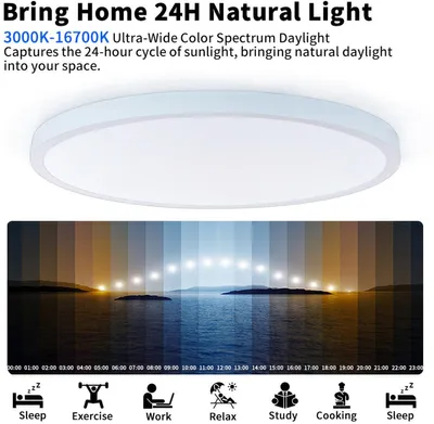 Obrázek produktu pro Chytrá stropní lampa - 50W - s dálkovým ovládáním - s hlasovým ovládáním - plnospektrální osvětlení pro interiéry