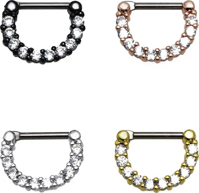 Produktbild von Karisma Titan G23 Septum Clicker Segment Ring Nasenring Nasenpiercing Zirkonia- 1,2x8mm tsc-h11 - Gold