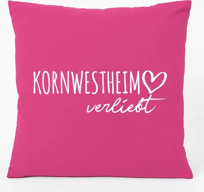 Produktbild von Huuraa Kissen Kornwestheim verliebt 40x40cm mit Füllung Fuchsia Baumwolle Dekokissen Geschenkidee