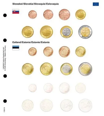 Produktbild von Lindner 1108-19 Ergänztes Vordruckblatt EURO-Kursmünzen-Sätze: Slowakei/Estland/Lettland