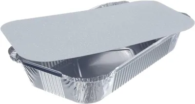 Produktbild von 20 eckige Aluschalen mit Einlegdeckeln, beschichtete Pappe, 800 ml