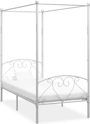 Obrázok produktu pre Posteľný rám s baldachýnom, biely, kov 90x200 cm
