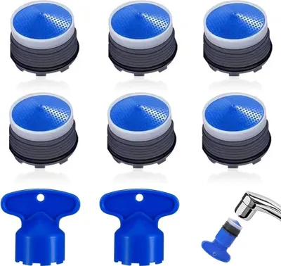 Produktbild von 6 Stück Wasserhahn Sieb & Luftsprudler Set – M18.5 Strahlregler für Wasserhähne mit 2 Mischdüsenschlüssel für Filtern und Enthärten von Wasser in der Küche