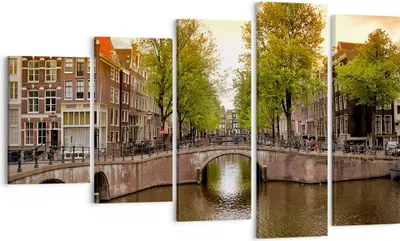 Produktbild von Bild auf Leinwand - Leinwandbild - Kanal Wasser Amsterdam Fahrrad - 100x60cm - Wand Bild - Wanddeko - Leinwanddruck - Bilder - Kunstdruck - Wanddekoration - Leinwand bilder - Wandkunst - EG100x60-2697