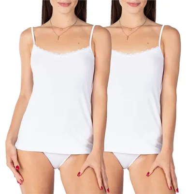 Image de Maillot de corps pour femme Bellivalini en viscose avec dentelle BLV50-219 (blanc, XXL)