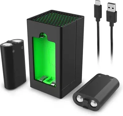 Zdjęcie produktu dla Ładowarka do kontrolera Xbox One S z 2 akumulatorami – czarna