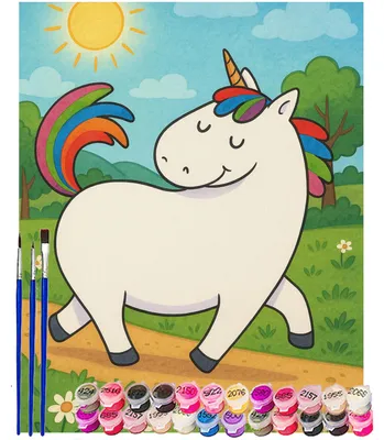 Produktbild von Mr. & Mrs. Panda Malen nach Zahlen Einhorn Stolzieren Design 40 x 50 cm Mit Rahmen - Weiß - Geschenk, Leinwand, malset, Reiter, diy set, Unicorn, Stolz, Pferd, Freundin