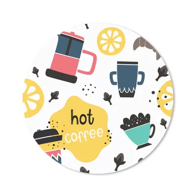 Produktbild von MuchoWow® Mauspad Mousepad Muster - Kaffee - Frühstück - Croissant 50x50 cm - Mousepads - Maus Mat - Pad - Mausunterlage - Vinyl