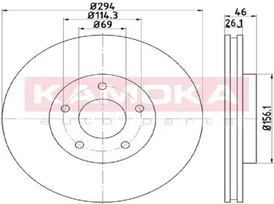 Produktbild von Bremsscheibe belüftet 294 mm Außendurchmesser 26 mm Dicke 5-Loch 114,3 mm Lochkreis