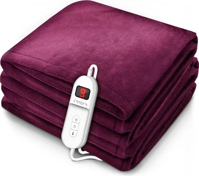 Image de sinnlein® Couverture chauffante en peluche 160 x 120 cm SÜD GS testé | couverture chauffante électrique avec arrêt automatique | couverture douillette | fonction minuterie | 9 niveaux de température | lavable jusqu'à 40°C | affichage digital