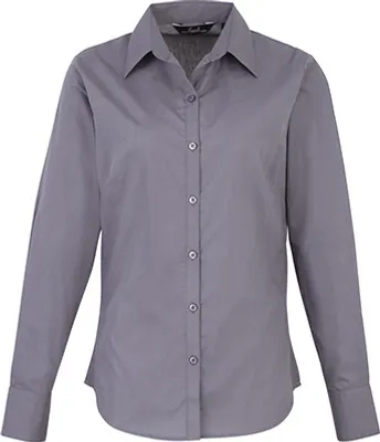Produktbild von Premier Workwear Damen Popeline Bluse langarm PR300 steel 54 (6XL/26)