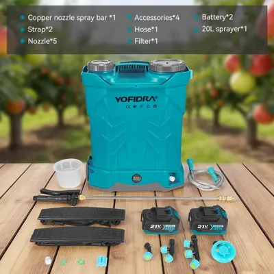 Image de Pulvérisateur dorsal électrique - Pulvérisateur à batterie de 20 litres - 100 psi - 4 litres/minute - 18–21V - 2 batteries de 3,0 Ah