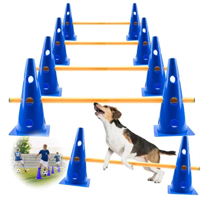 Agility-Set für Hunde, Cavaletti, 8 Kegel, 23 cm