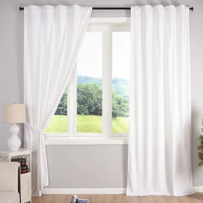 Produktbild von Verdunkelung Vorhang »Milano« Samt blickdicht Schlaufenband Tunneldurchzug Blackout Bügelband kürzbar Weiß 2 Stück HxB 280x135 cm, 20357
