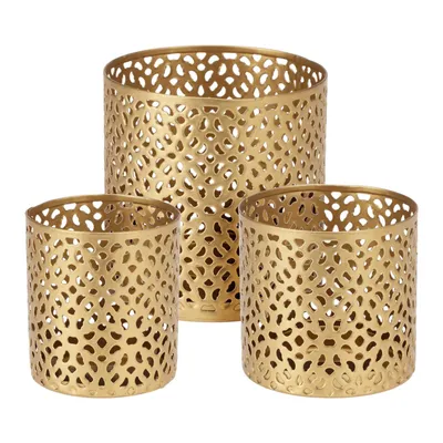 Produktbild von 3er Set Metall Teelichthalter Gold Ø 5/6,5/8,5 cm Teelicht Lichteffekte Kerzenhalter Windlicht Tischdeko