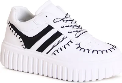 Produktbild von topschuhe24 3133 Damen Plateau Sneaker Skater Turnschuhe , Farbe:Weiß, Größe:36 EU