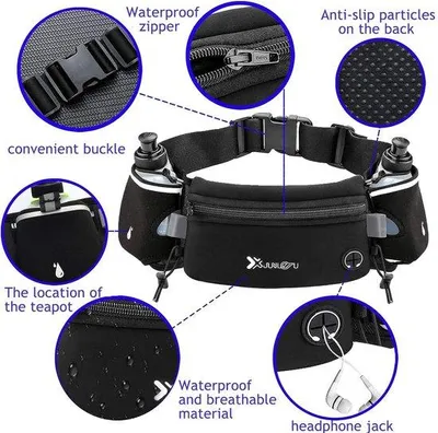 Produktbild von QuickShopping - Multifunktionale Hip Tasche für Laufen mit Reißverschluss, Wasserflasche und High Elasticity - Ideal für Outdoor-Sportarten wie Marathon Running