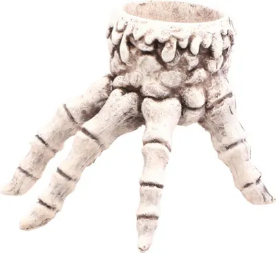 Produktbild von Kerzenhalter aus Harz mit Skeletthand 13 cm