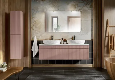 Zdjęcie produktu dla Zestaw mebli łazienkowych 160cm z umywalkami, szafką i lustrem