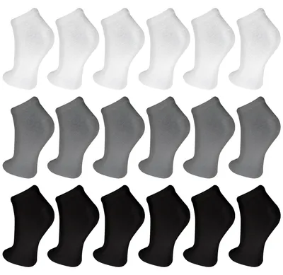 Produktbild von TEXEMP Sneaker Socken Herren Damen 12 - 36 Paar Baumwolle Sport Füßlinge | B43 - Schwarz & Weiß & Grau - 39-42 - 36er Pack