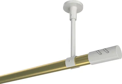 Produktbild von Interdeco Gardinenstange / Vorhangstange Messing-Optik / Weiß, Typ Sonette Zoena (Glitzerzylinder) ohne Ringe, Deckenmontage, 20 mm Ø 1-läufig, 160 cm