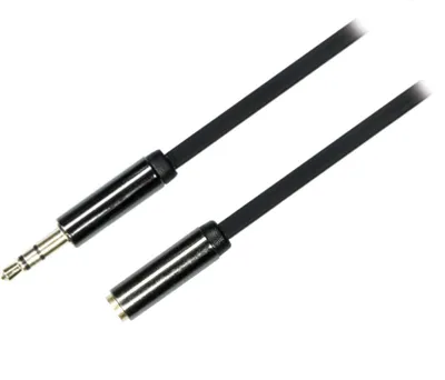 Image de DELTACO Câble audio, 3,5 mm mâle sur 3,5 mm femelle, 0,5 m, noir