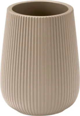Image de BERILO | Gobelet de salle de bain - Gobelet de toilettes - 11 x 8 cm - beige - nervuré - Gobelet pour brosse à dents