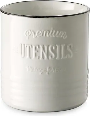 Produktbild von Famanu Utensilienhalter Keramik mit Korkmatte - Vintage Weiß