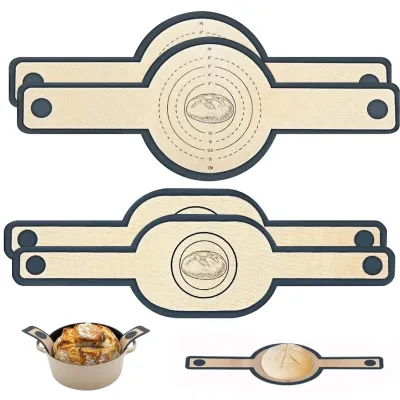 4er-Set Silikon-Brotbackmatten, oval & rund, 250 °C, spülmaschinengeeignet