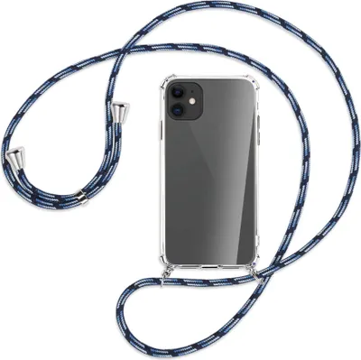 Produktbild von Handykette Backcover-Schutzhülle mit Band (Metall silberfarben) für Apple iPhone 11 - Blautöne