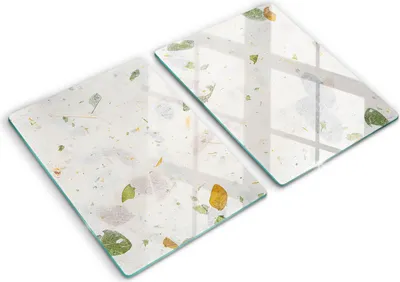 Produktbild von Glasschneideplatte - Herdabdeckplatte - 2x40x52 cm -Schneidebrett - Spritzschutz - Fallende Blätter