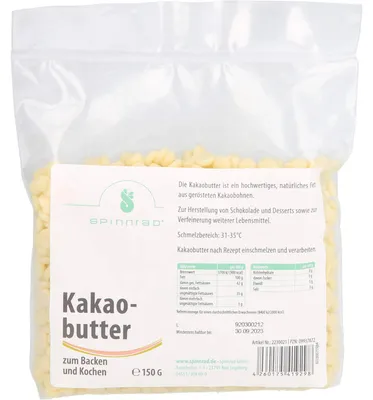 Produktbild von SPINNRAD Kakaobutter zum Kochen und Backen, 150 g Beutel